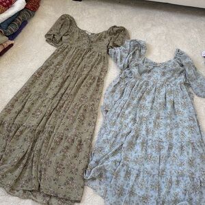 Floral Midi Dress Set in Green and Blue- In Loom Great for Teachers!